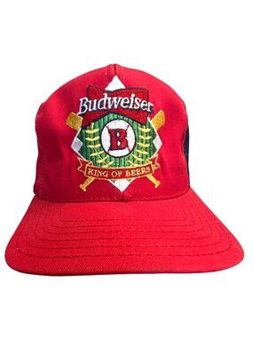 Budweiser King Of Beers Red & Navy Snapback Hat USA Made Baseball Logo One Size